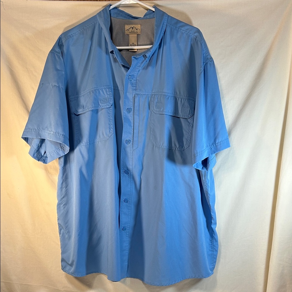 Blue Mountain Men's Blue Short Sleeve Shirt